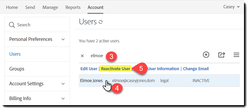 Reactivate User